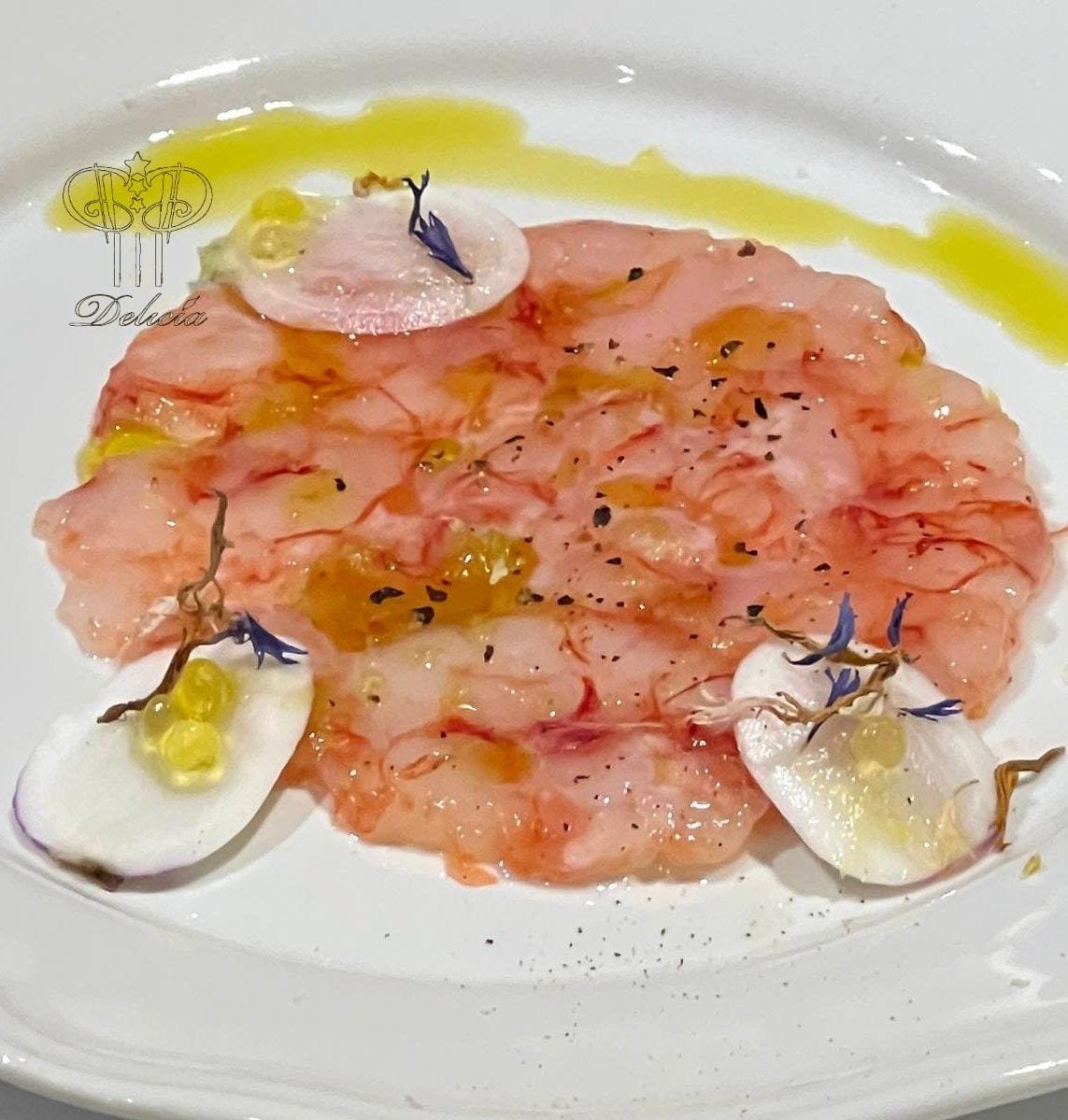Don Gambero Carpaccio of Gambero Rosso -plating sample by Delicia